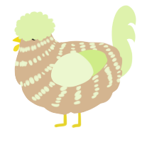 A beige and apple chicken with a bar pattern