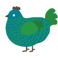 A sea and viridian chicken with a lace pattern