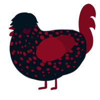 A tumblr and maroon chicken with a speckle pattern