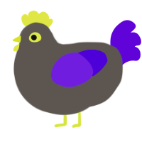 KIDD CADET, a grey and blurple chicken