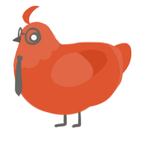 A vermilion chicken with a head pattern