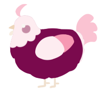 A wine and rose chicken with a head pattern
