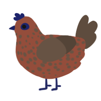 A russet and bark chicken with a speckle pattern