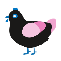 A sable and pink chicken