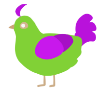 Veggie, a grass and amethyst chicken