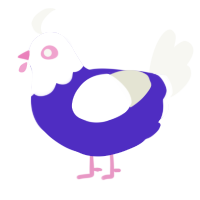 A indigo and white chicken with a head pattern