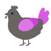 A grey and orchid chicken