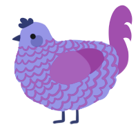 A blurple and fuchsia chicken with a lace pattern