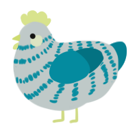 A silver and sea chicken with a bar pattern
