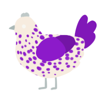Silverviolet, a cream and violet chicken with a speckle pattern