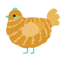 A orange and honey chicken with a bar pattern