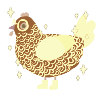 Atrocious Wagyu, a russet and white chicken with a double-lace pattern