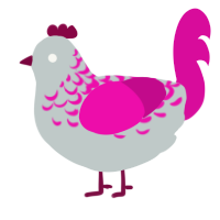 A silver and fuchsia chicken with a half-lace pattern