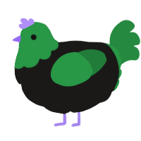 A sable and viridian chicken with a head pattern