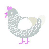 A silver and white chicken with a lace pattern