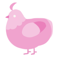 A pink chicken with a head pattern