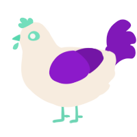 A cream and violet chicken