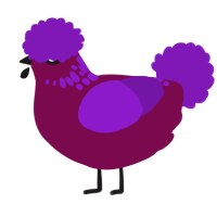 A wine and violet chicken with a neck-speckle pattern