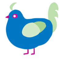 Skai, a sapphire and gluppy chicken
