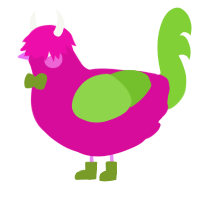 A fuchsia and grass chicken