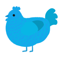 A sky and cerulean chicken with a lace pattern