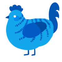 A sky and ultramarine chicken with a half-bar pattern