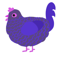 A overcast and indigo chicken with a lace pattern