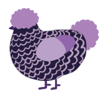 A navy and lilac chicken with a lace pattern