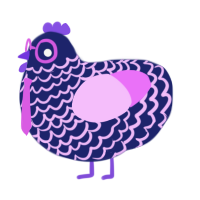 A navy and lavender chicken with a lace pattern