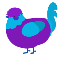 Sweater Vest, a violet and cerulean chicken with a head pattern