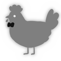 A turquoise and mint chicken with a bar pattern