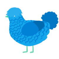 A sky and sapphire chicken with a lace pattern