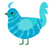 Tide, a cerulean and aqua chicken with a bar pattern