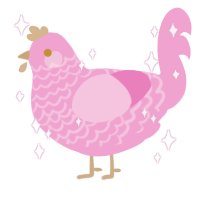 Milk the Third, a pink chicken with a lace pattern