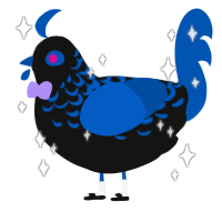 Bernkastel, a black and ultramarine chicken with a half-lace pattern