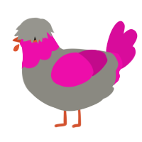 Gringlestank, a ash and fuchsia chicken with a head pattern