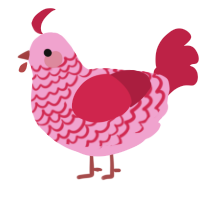 Cherry Wine, a pink and crimson chicken with a lace pattern