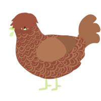 Chicken Nugget, a russet and brown chicken with a double-lace pattern