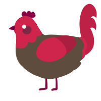 A bark and crimson chicken with a head pattern