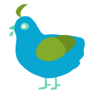 Atoll, a cerulean and chartreuse chicken