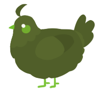 A olive chicken with a head pattern