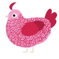 A pink and crimson chicken with a double-lace pattern