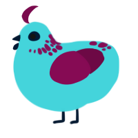 A aqua and wine chicken with a neck-speckle pattern