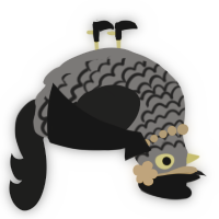 A grey and sable chicken with a lace pattern