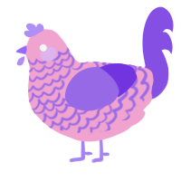 A pink and blurple chicken with a lace pattern