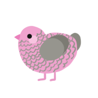 A pink and ash chicken with a lace pattern