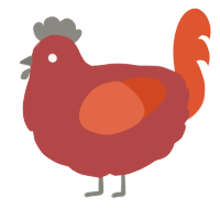 A red and vermilion chicken