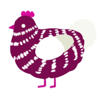 A wine and white chicken with a bar pattern
