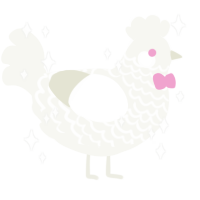 marshmallow, a white chicken with a lace pattern