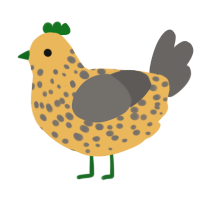 Banana, a honey and grey chicken with a speckle pattern